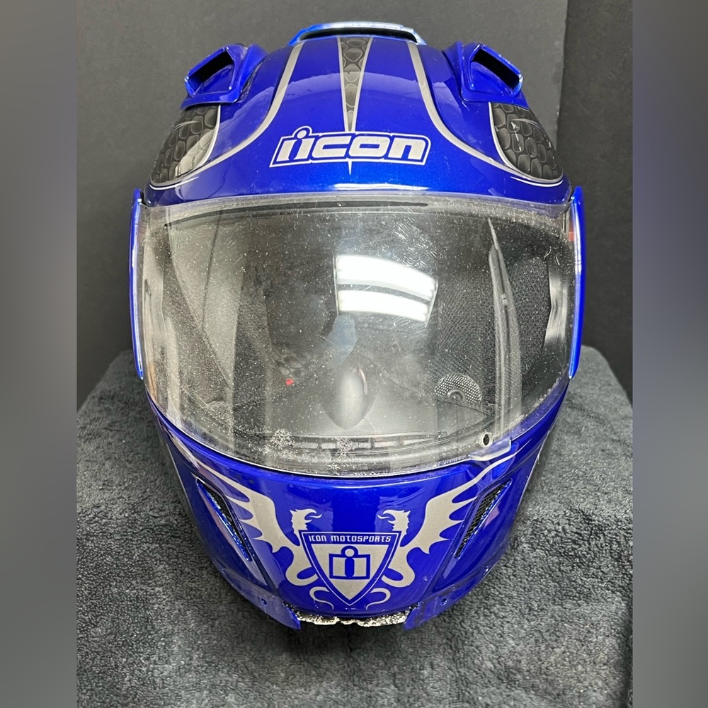 Icon Domain™ 2 Motorcycle Helmet - Dragons - Blue - Size Small